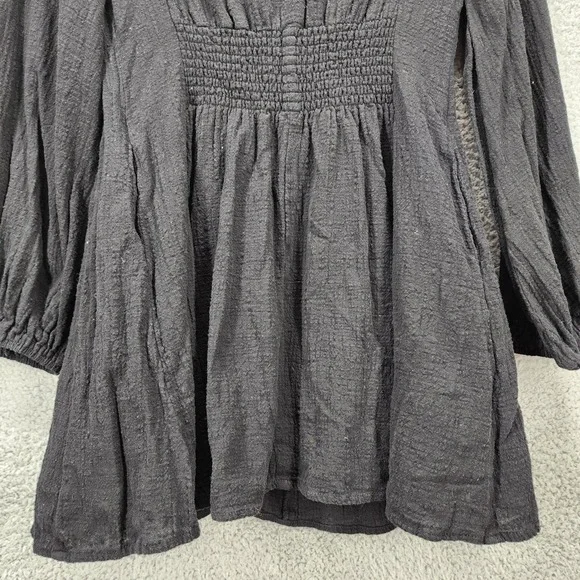 Lulus Black Long Sleeve Mini Dress Button Down Shirt Dress Medium - Picture 11 of 13